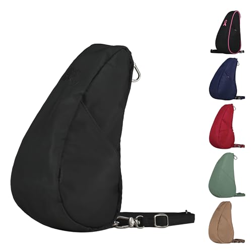 AmeriBag 10" Healthy Back Bag Microfiber Ergonomic Crossbody Sling Baglett for Everyday Use, Travel & Walking Comfort (Black) - Image 1