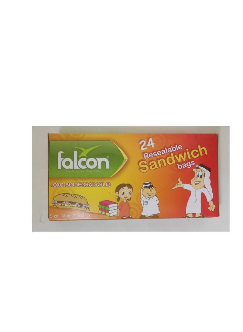 Falconpack 24 Pcs Sandwich Bags Kid  18X16.5cm - Image 1