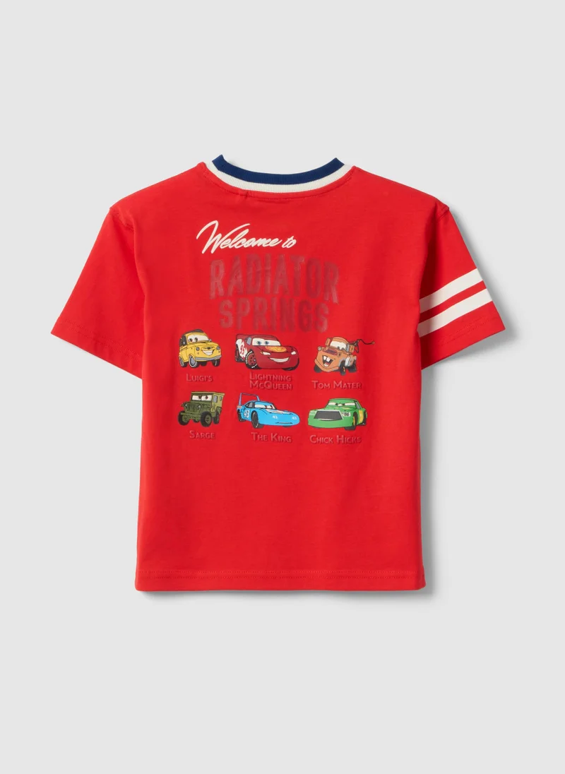 Ovs OVS Red Kids Pure Cotton T-Shirt With Cars Print, Oversized Fit