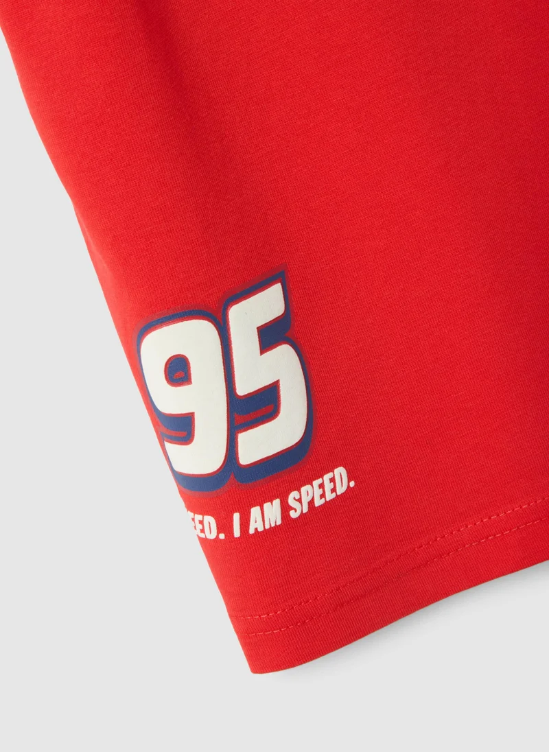 Ovs  OVS Red Kids Pure Cotton T-Shirt With Cars Print, Oversized Fit for Kids | Best Price UAE