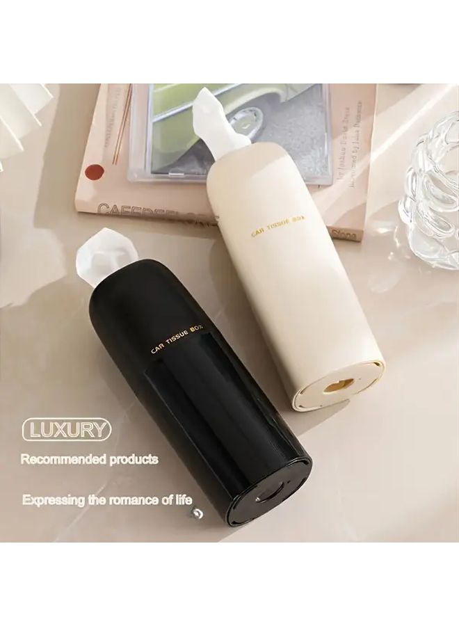 Black Car Tissue Box Holder for Console Armrest Storage Paper Cup Organizer - Image 2