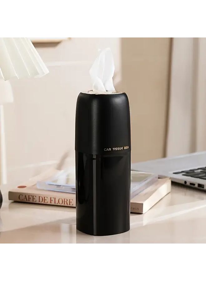 Black Car Tissue Box Holder for Console Armrest Storage Paper Cup Organizer - Image 1