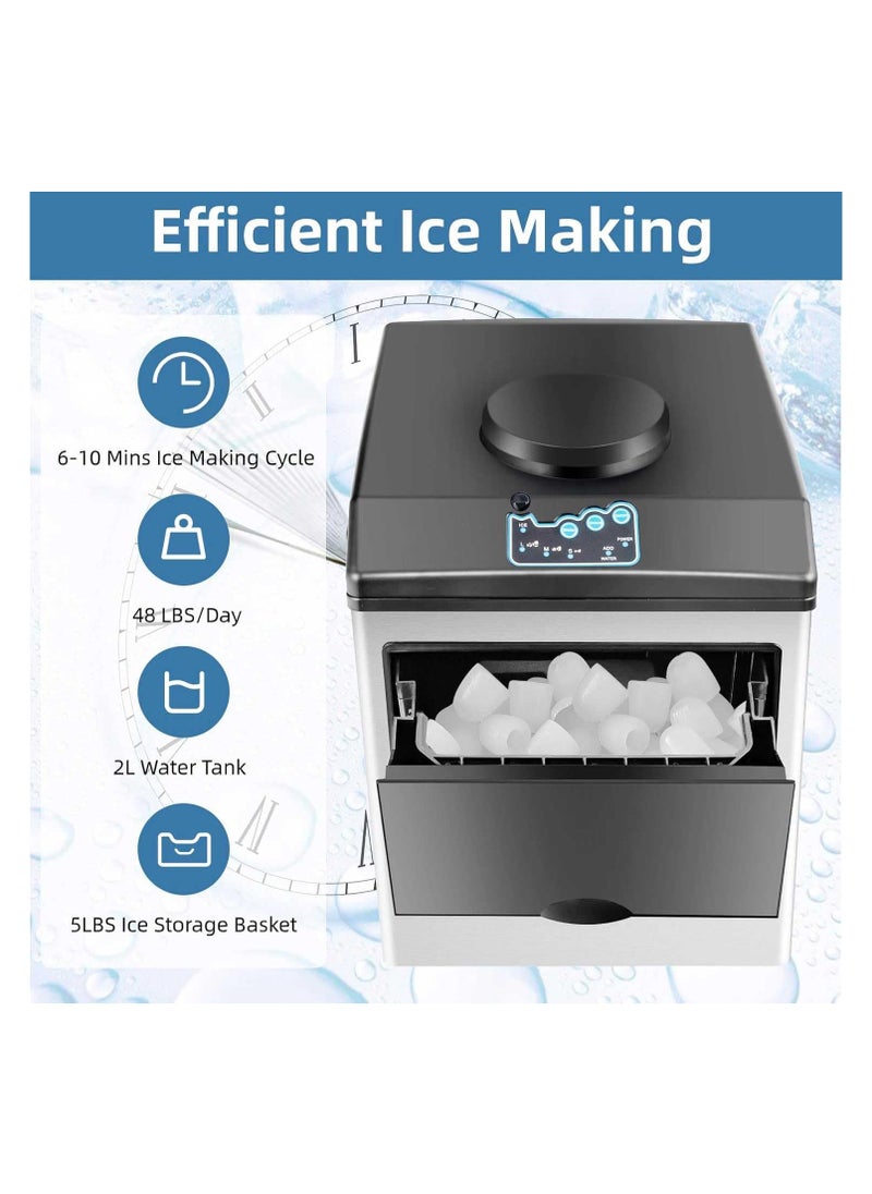 Generic 25kg Ice Cube Maker Machine Ice Making Machine for Home Office Commercial Use, Automatic Ice Cube Machine, Countertop Ice Cube Maker with Fast Ice Production of Ice  - Image 3