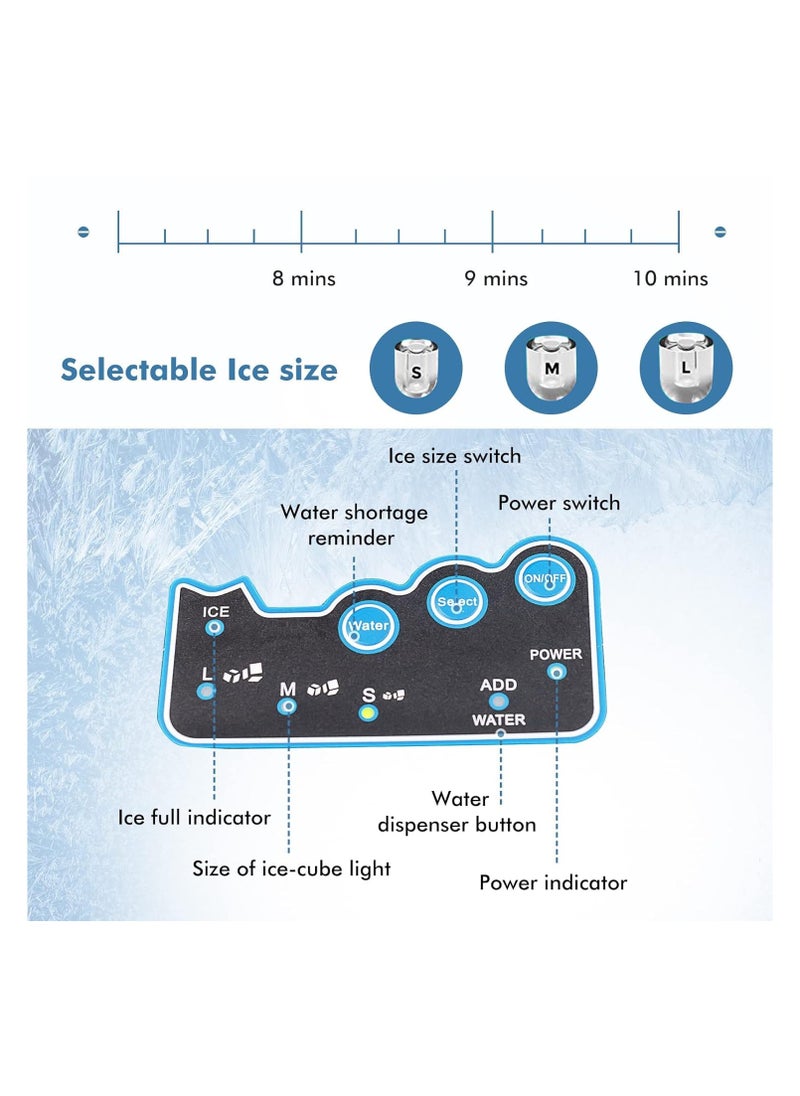 Generic 25kg Ice Cube Maker Machine Ice Making Machine for Home Office Commercial Use, Automatic Ice Cube Machine, Countertop Ice Cube Maker with Fast Ice Production of Ice  - Image 5