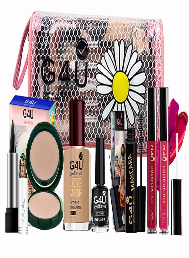 G4U All in One Makeup Kit With Pouch Gift Set for Women & Girls, Basic Cosmetics Kit for Beginner & Professionals Pack of 8 Pcs A23012060 - Image 2