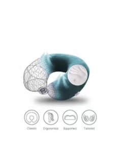 House One Velvet Neck and Travel Pillow 30x25x10 cm - Turquoise  - Image 2