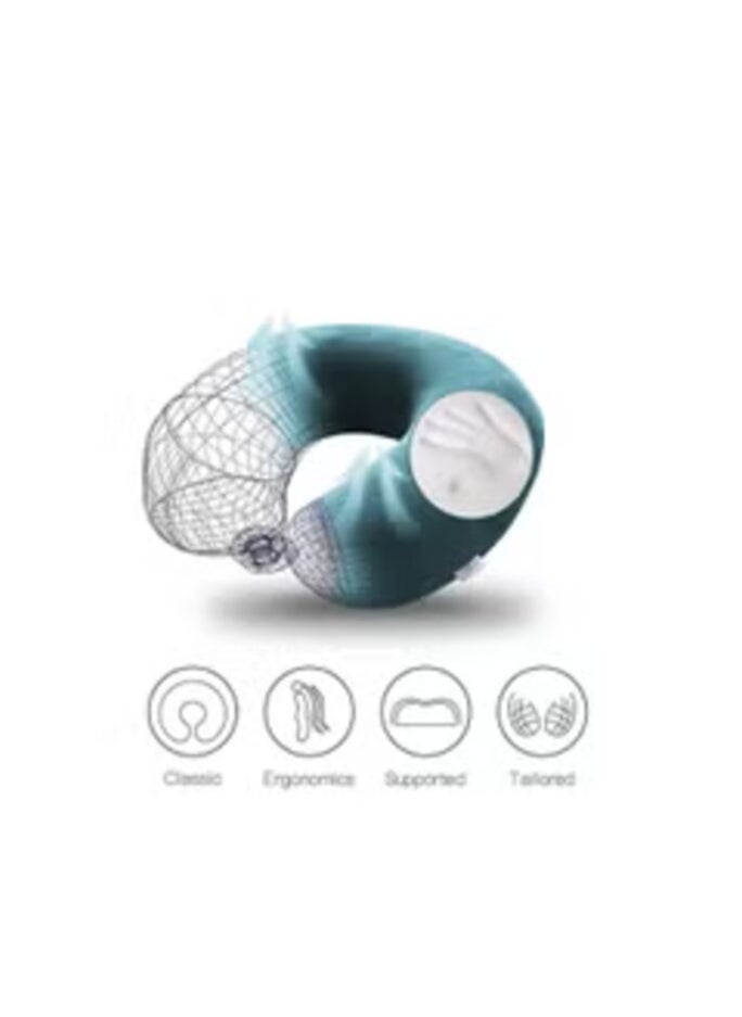 House One Velvet Neck and Travel Pillow 30x25x10 cm - Turquoise  - Image 2