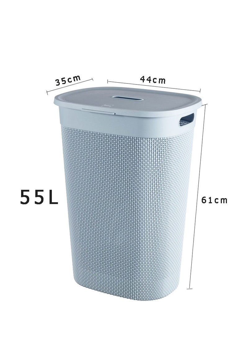 Curve - Large plastic laundry basket with blue lid and handles - Image 1