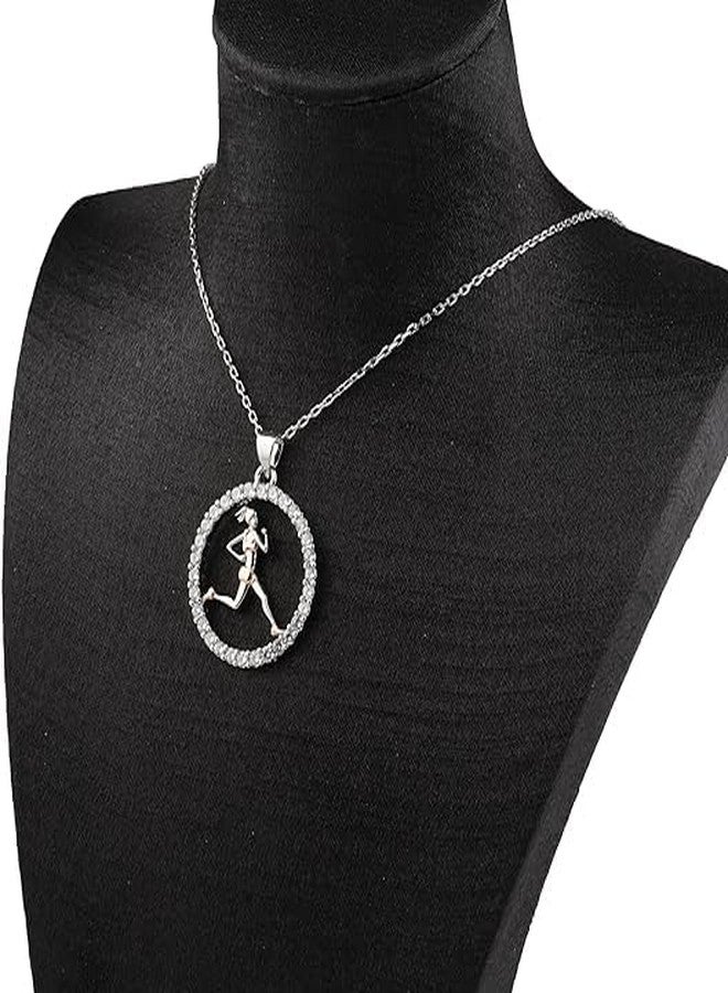 FEELMEM Runner Necklace Marathon Lover Gift Running Pendant Necklace Cross Country Running Track Gift - Image 3