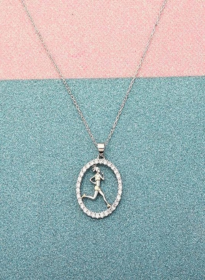 FEELMEM Runner Necklace Marathon Lover Gift Running Pendant Necklace Cross Country Running Track Gift - Image 5