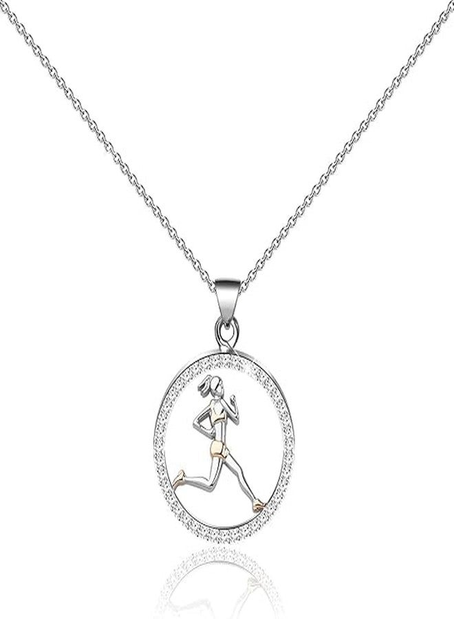 FEELMEM Runner Necklace Marathon Lover Gift Running Pendant Necklace Cross Country Running Track Gift - Image 2