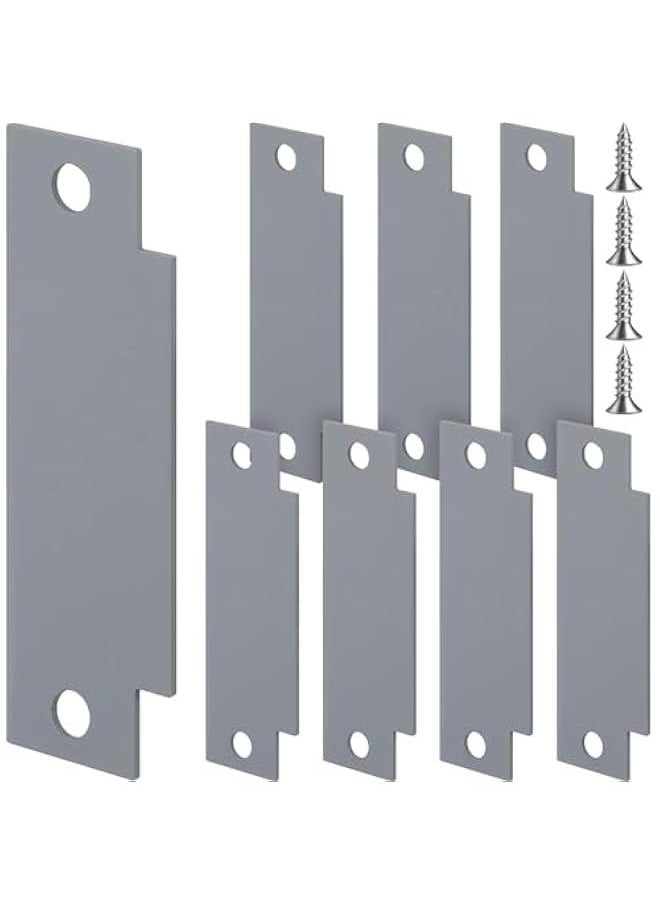 Arabest Door Strike Plate Filler with Screws Carbon Steel Strike Filler Plate T Blank 4-7/8 x 1-1/4 Inch Security Mounting Metal with Hole for Exterior Interior Latch Hardware Replacement (Gray,8 Pcs)  - Image 1