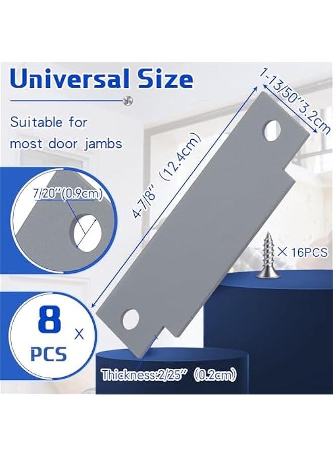 Arabest Door Strike Plate Filler with Screws Carbon Steel Strike Filler Plate T Blank 4-7/8 x 1-1/4 Inch Security Mounting Metal with Hole for Exterior Interior Latch Hardware Replacement (Gray,8 Pcs)  - Image 2