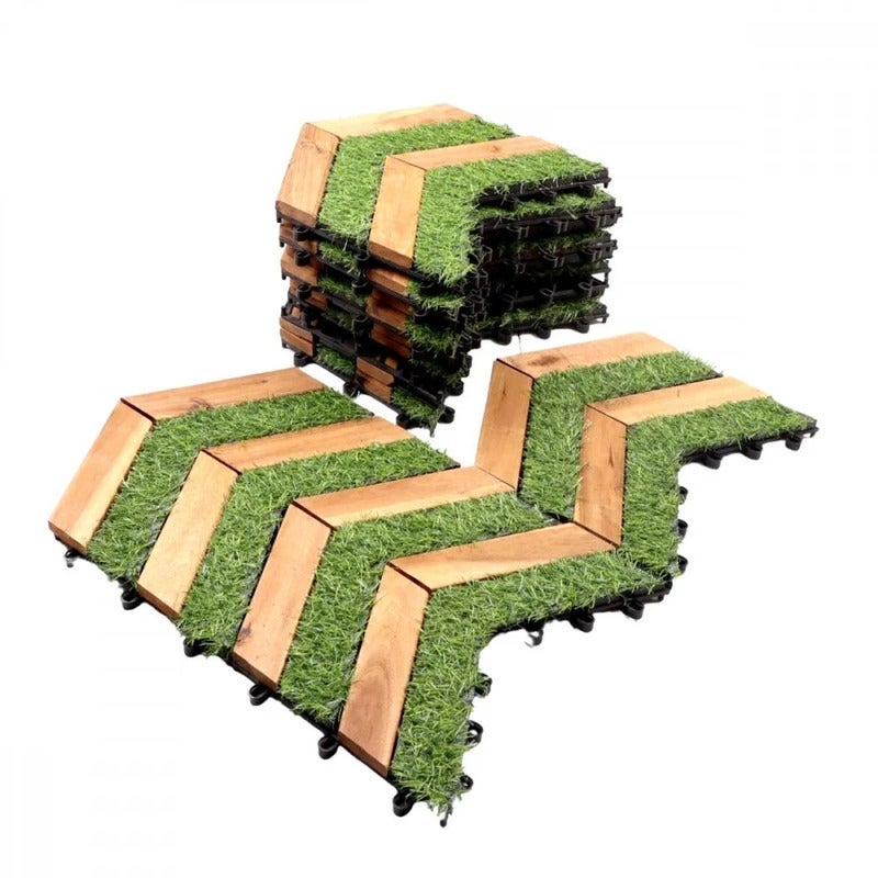 Family Ship Outdoor wood tiles - grass flooring with wood, size 30*30 cm, 12 pieces - Family Ship - Image 4