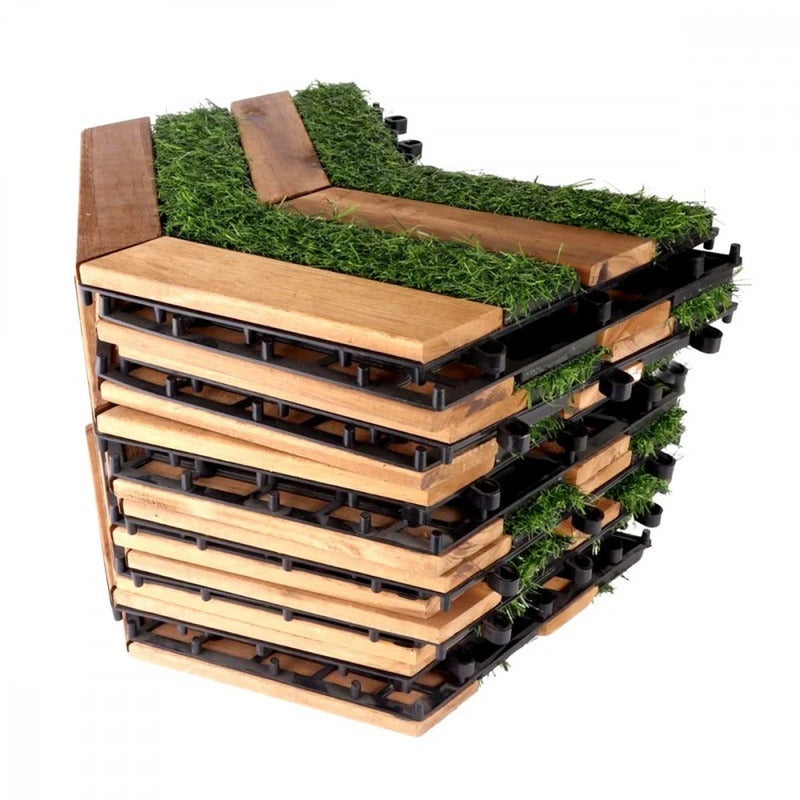 Family Ship Outdoor wood tiles - grass flooring with wood, size 30*30 cm, 12 pieces - Family Ship - Image 3