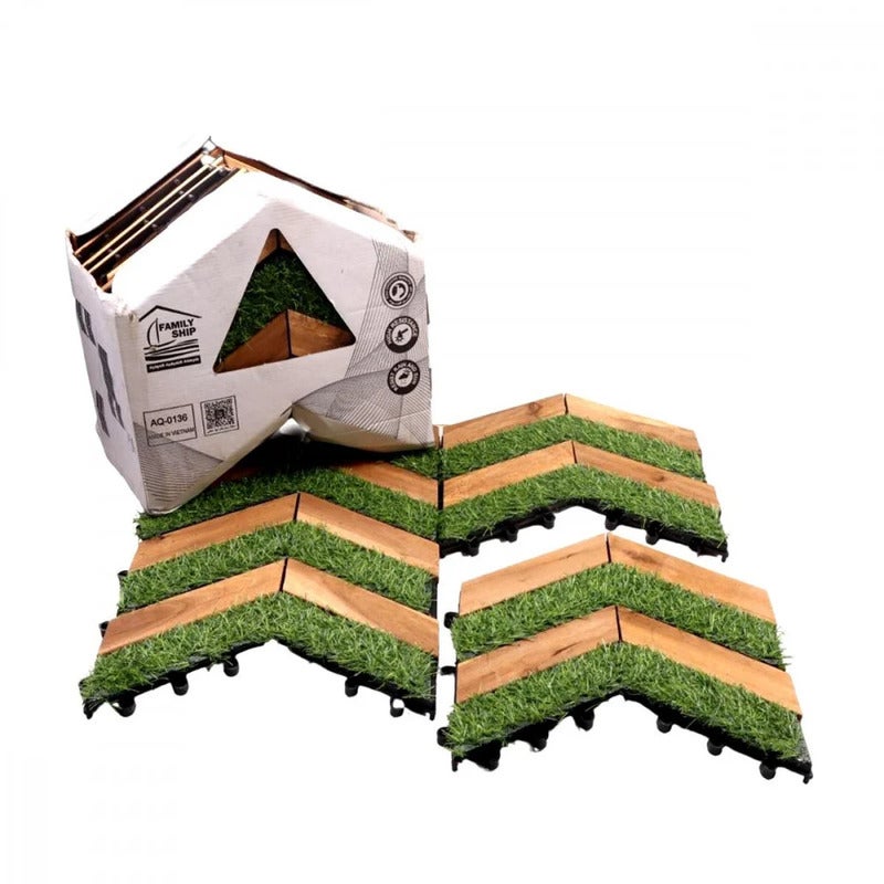 Family Ship Outdoor wood tiles - grass flooring with wood, size 30*30 cm, 12 pieces - Family Ship - Image 2