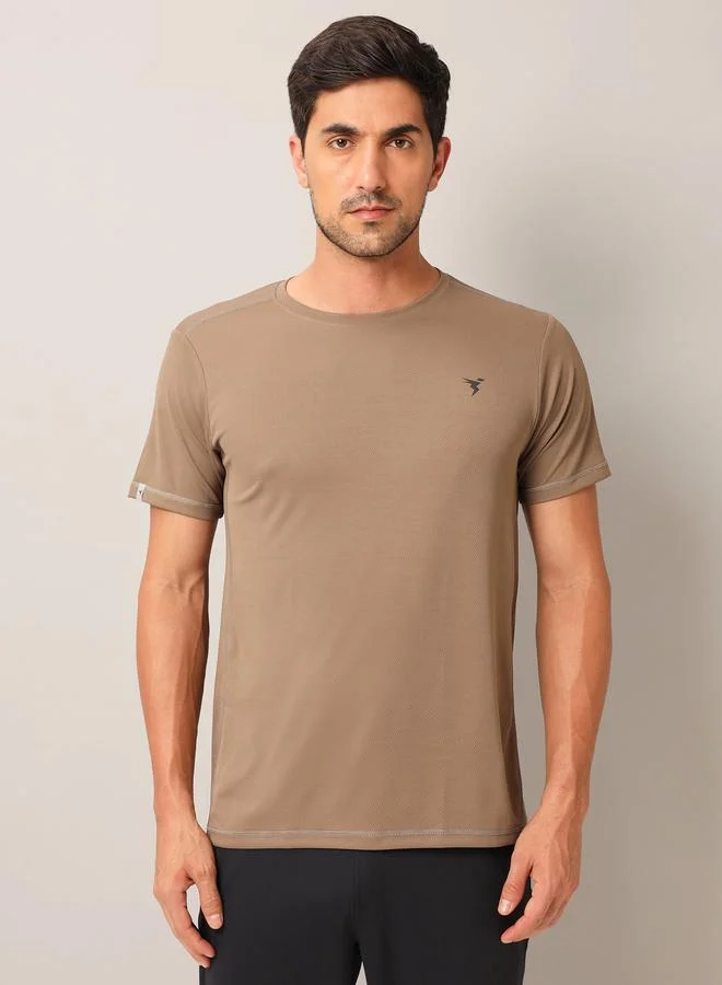Technosport Men Solid Slim Fit Crew Neck T-Shirt