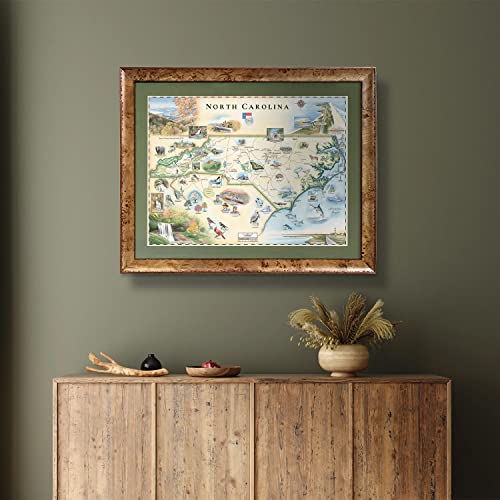 Xplorer Maps North Carolina Hand-Drawn Map – 24x18 Vintage-Style Lithographic Print – Made in USA - Image 3