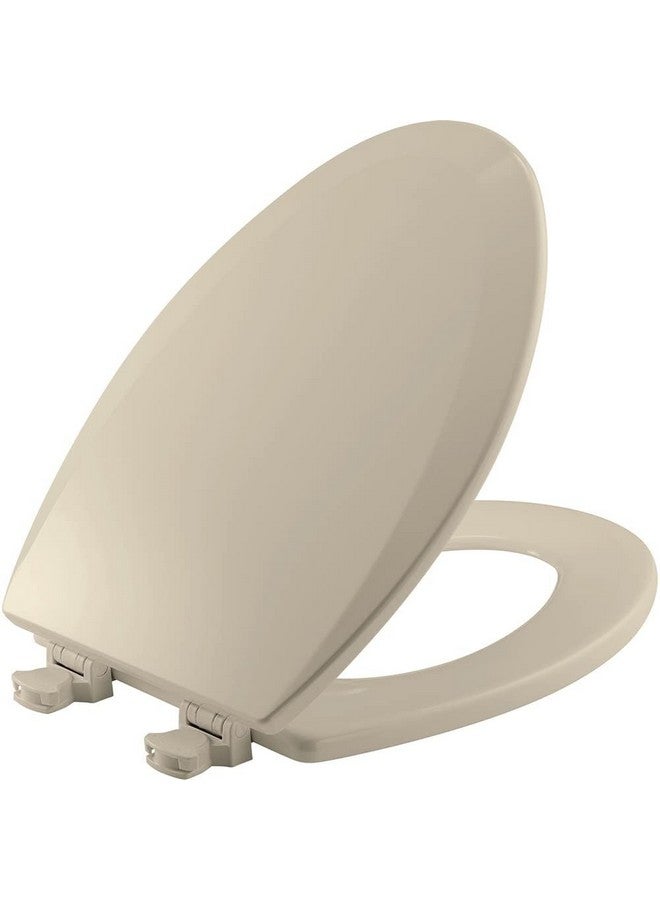 Bemis 1500EC 146 Almond Elongated Molded Wood Toilet Seat with Easy-Clean & Change Hinge - Image 1