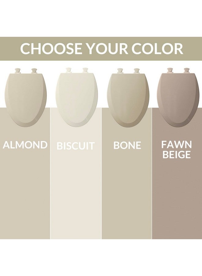 Bemis 1500EC 146 Almond Elongated Molded Wood Toilet Seat with Easy-Clean & Change Hinge - Image 3