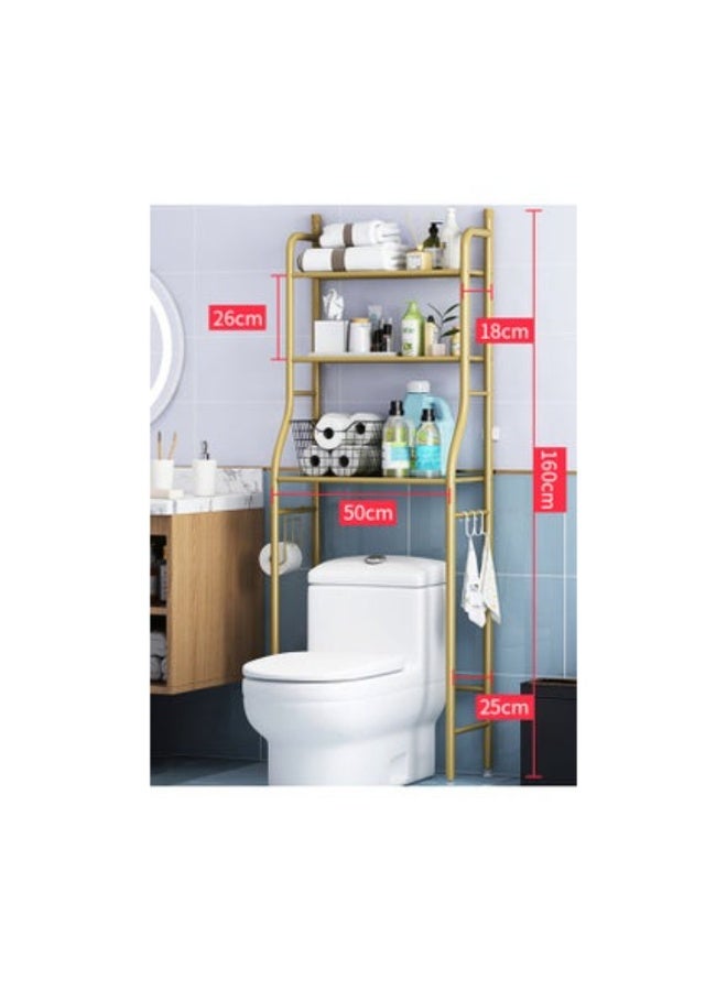 أكاليكس منظم تخزين مناشف بثلاثة أرفف، يُعلق فوق المرحاض، موفر للمساحة في الحمام، أبيض، 50 × 25 × 160 سم - Image 4