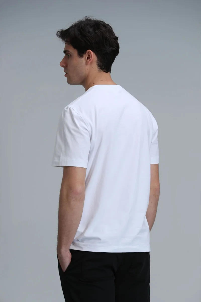 لوفيان Men's Exotic Modern Graphic T-Shirt 111020202 White