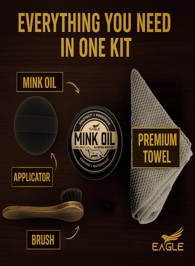 Eagle Mink Oil for Leather Boots - 4-Piece Kit with All-Natural Leather Conditioner and Cleaner 3.52oz, Waterproof Formula to Soften and Restore Shoes, Jackets, Saddles, Gloves, and More - Image 2