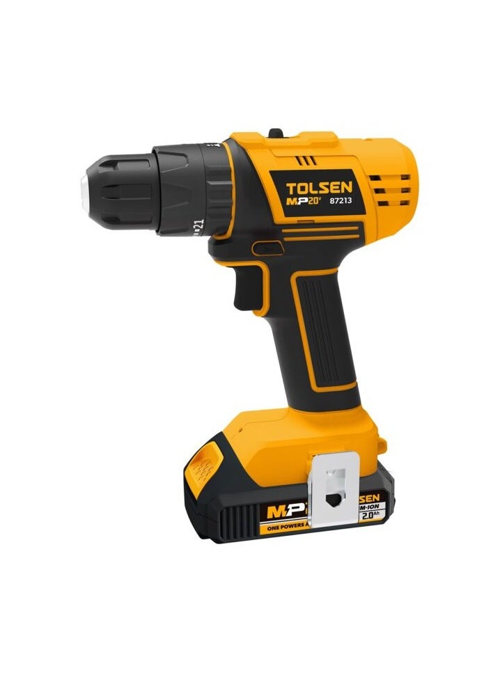 TOLSEN Tolsen 20V Cordless Drill Driver Set with 2 x 2.0Ah Batteries and Charger – 87213  - Image 2