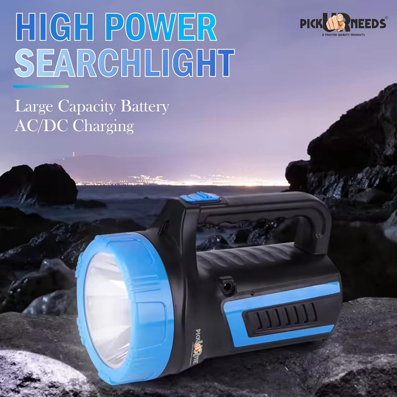 Pick Ur Needs Pick Ur Needs Rechargeable Long Range 75w Search Torch Light with 2 Side Emergency Tube Light Blue - Image 2
