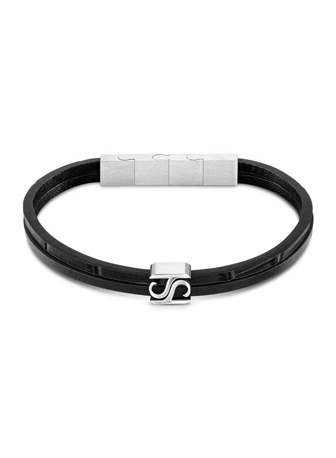 Saint Honore Paris Logo Flat Leather Bracelet for Men