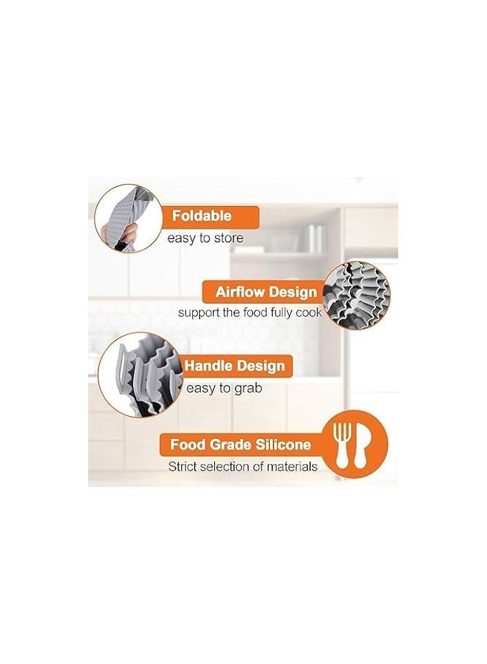 6-Piece Silicone Air Fryer Bowl and Plate Set – Different Sizes – Grey Color - Image 4