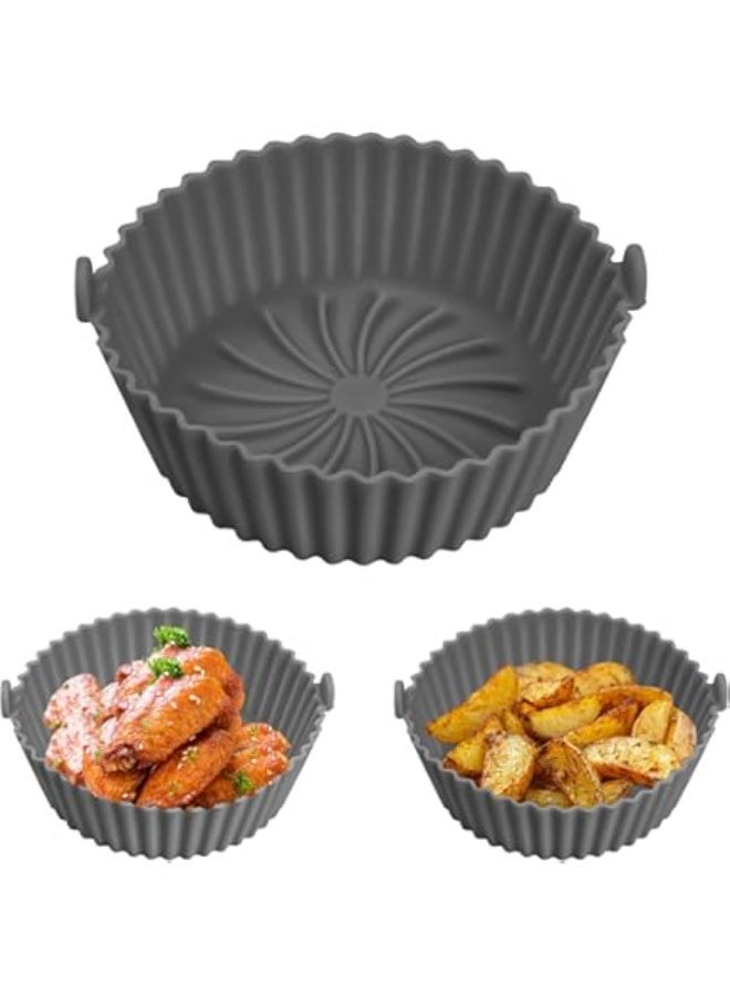 6-Piece Silicone Air Fryer Bowl and Plate Set – Different Sizes – Grey Color - Image 1