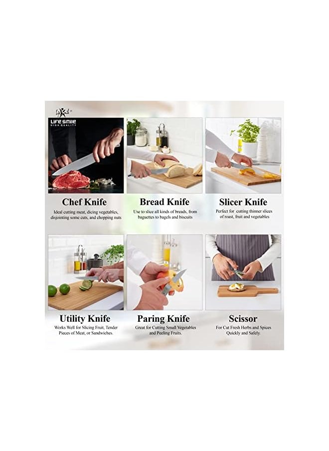 Set - LIFE SMILE Kitchen Knife Set 8 Pieces Carbon Stainless Steel Knife Block Set with Sharpener - TRP Ergonomic Handle - Ultra Sharp Chef Knife Set - Dishwasher safe kitchen knives - pzsku/Z049BD29CCB6D227D14AEZ/45/_/1693389967/60db7609-5176-4ac6-9cea-01bca4dcb3bc