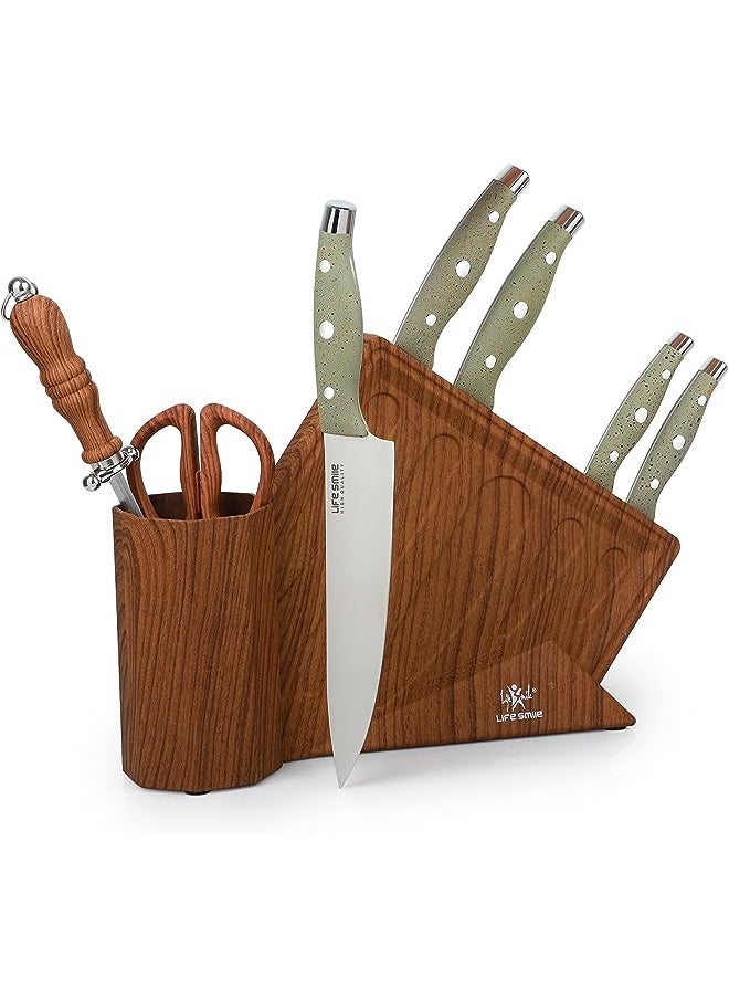 Set - LIFE SMILE Kitchen Knife Set 8 Pieces Carbon Stainless Steel Knife Block Set with Sharpener - TRP Ergonomic Handle - Ultra Sharp Chef Knife Set - Dishwasher safe kitchen knives - pzsku/Z049BD29CCB6D227D14AEZ/45/_/1693389968/abd48533-ddac-43d1-8008-de62eceddc81