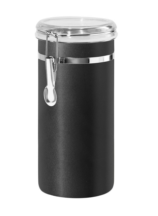 Oggi Stainless Steel Kitchen Canister 62 fl oz, Black - Airtight Clamp Lid, Clear See-Thru Top - Ideal for Kitchen Storage, Food Storage, Pantry Storage. Large Size 5" x 7.5". - Image 1