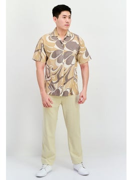 Jack Jones Men Regular Fit Floral Print Short Sleeve Casual Shirt, Beige  - Image 4