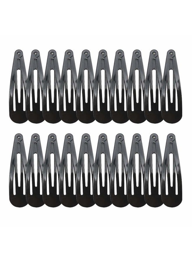 manipepe 20 Pieces Black Color 2.7'' Big Size No Slip Metal Snap Hair Clips Women Barrettes Large Hair Pins - Image 1