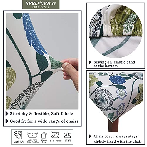 SPRINGRICO White Chair Covers for Dining Room Set of 4, Stretch Floral Dining Chair Cover, Washable Spandex Kitchen Parsons Chair Slipcovers, Seat Protector for Home or Party (4 Pack, FLORAL3) - Image 5