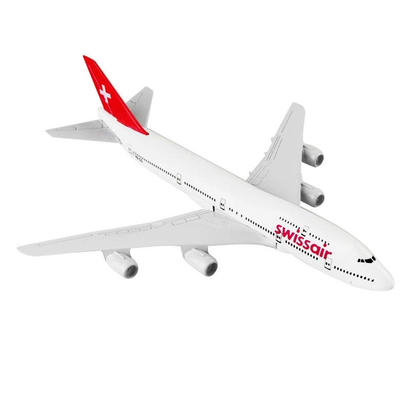 نموذج طائرة شبابية مصنوعة من المعدن للعرض فقط، الحجم - 16 سم (Swiss Air)، متعدد الألوان