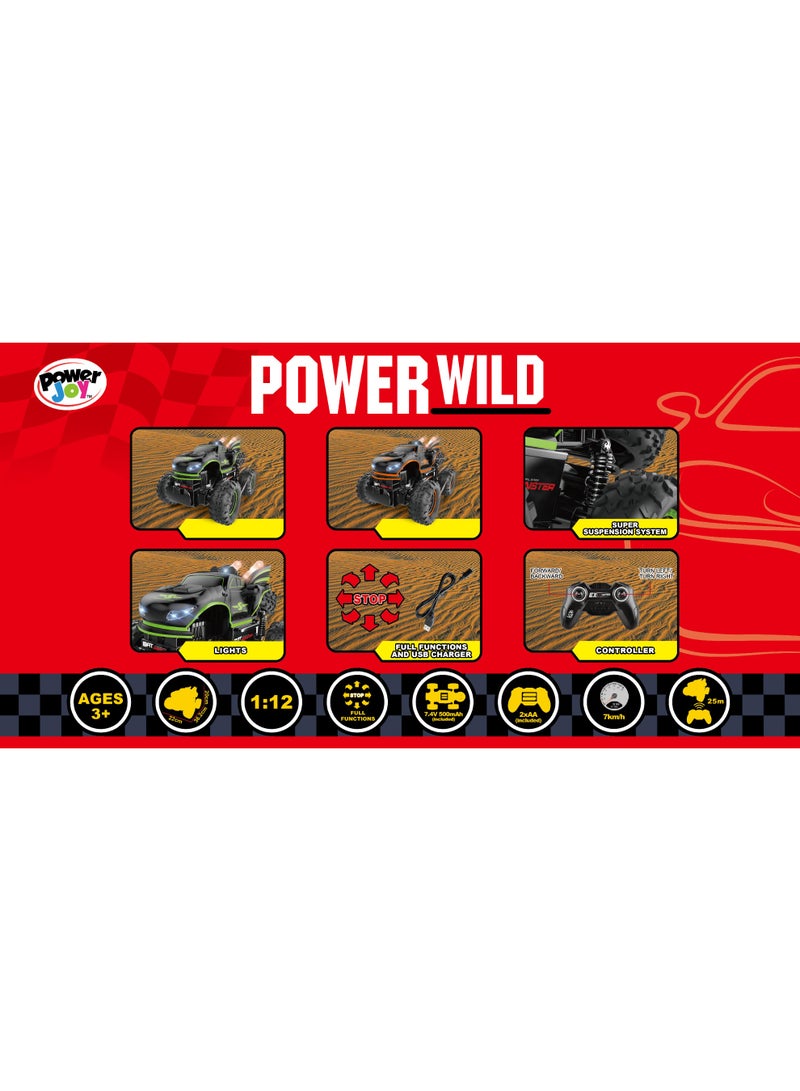 Power Joy Remote Control Monster Truck Power Wild 2.4G with Lights 1/12, Assorted 1 Piece (Style & Color May Vary) Each Sold Separately | Superior Off-Road Suspension| Buggy Car | Racing Car | Toy Vehicle | Gift for Collectors and Kids - Image 3