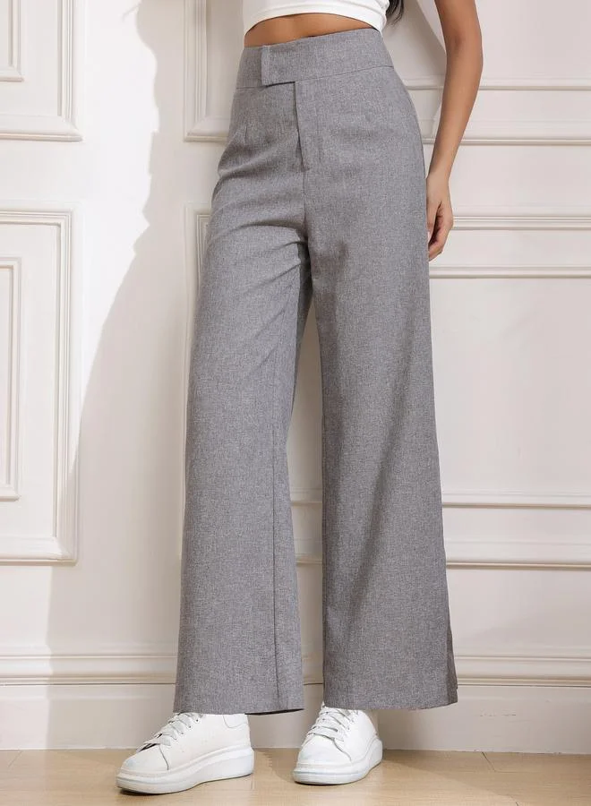 Take Two Take Two Grey High Rise Flared Trousers