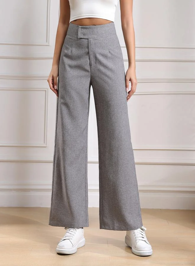Take Two Take Two Grey High Rise Flared Trousers