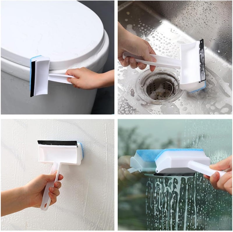 4pcs Window Cleaning Wiper and Glass Squeegee Set 2-in-1 Scrubber with Handle Water Scraper for Bathroom Tiles and Home Window Washing - Image 5