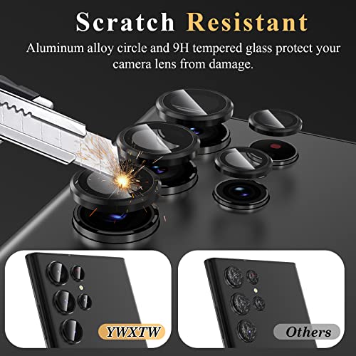 YWXTW for Samsung Galaxy S23 Ultra Camera Lens Protector, Tempered Glass Camera Screen Protector Individual Metal Ring Lens Cover for Galaxy S23 Ultra Accessories, 1 Set - Image 3