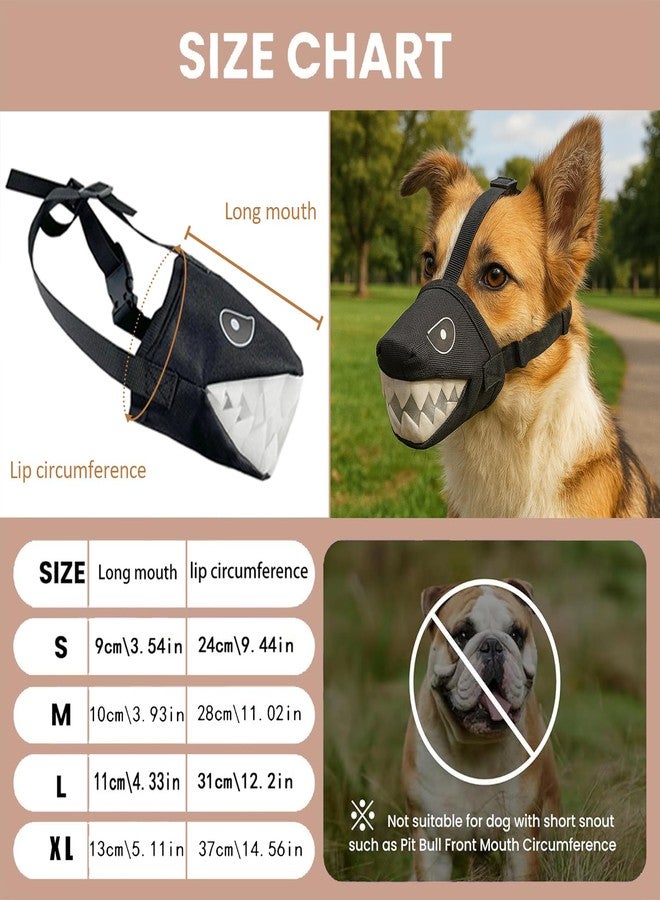 Colenumone Dog Muzzle Shark Design – Mesh Soft Muzzle for Small Medium Large Sized Dogs, Adjustable for No Bark, BitingScavenging, Licking & Chewing(Blue-L) - Image 2