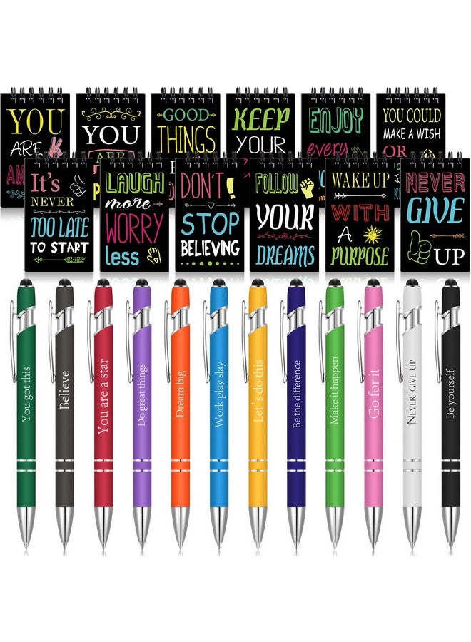 Spiareal Spiareal 24 Pcs Inspirational Gifts Set Motivational Pens Notebooks Spiral Notepads Quotes Journal Ballpoint for Women Nurse Office Supplies (Motivational)  - Image 1