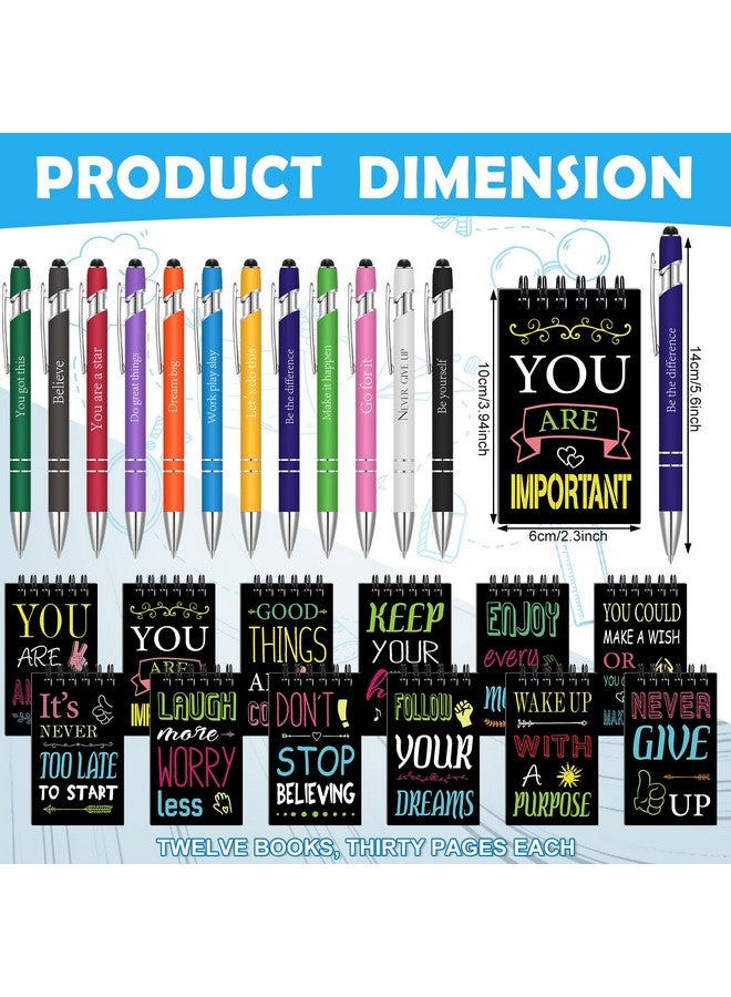 Spiareal Spiareal 24 Pcs Inspirational Gifts Set Motivational Pens Notebooks Spiral Notepads Quotes Journal Ballpoint for Women Nurse Office Supplies (Motivational)  - Image 2