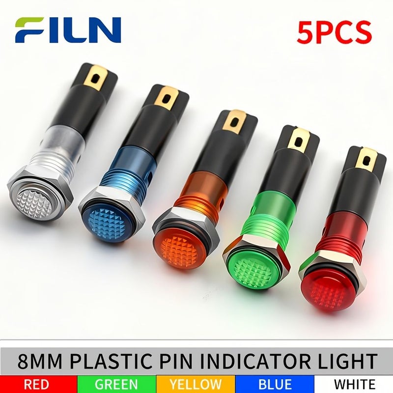 5pcs Red Plastic 8mm LED Indicator Light 5V 12V 24V Warning Panel - Image 5