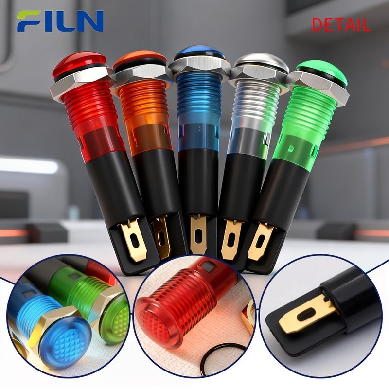 5pcs Red Plastic 8mm LED Indicator Light 5V 12V 24V Warning Panel - Image 4