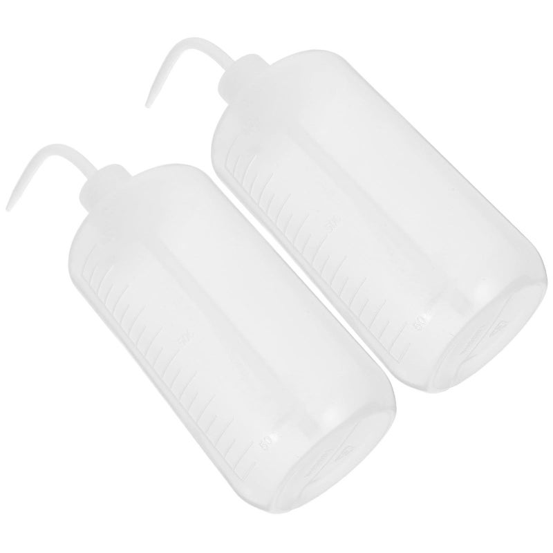 2Pcs 1000ml White Plastic Wash Squeeze Bottles Narrow Spout for Lab Plant Watering - Image 2